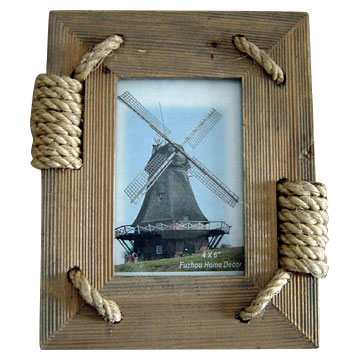Natural Wood Photo Frame With Ropes